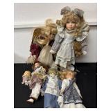 Group of vintage porcelain dolls