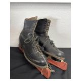 Mid century leather steel ice skates