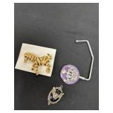 Crown purse holder Debra pin and bat pendant