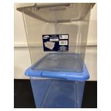 2 plastic storage bins