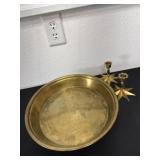 14ï¿½ brass tray and candle sticks
