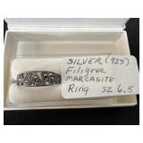 Silver 925 filigree marcasite ring size 6.5