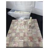 hand-carved pink and white onyx and marble