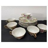 Vintage bone china snack tea set service for 6