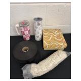 2 tumblers and mop head and ribbon