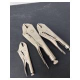 Three craftsman vice grip style pliers