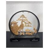 9ï¿½ vintage Chinese hand-carved cork diorama
