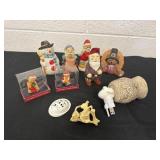 Group of Christmas figurines with wax warmer