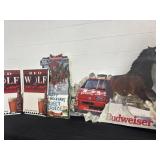 Vintage Cardboard Budweiser Signs and Red Wolf