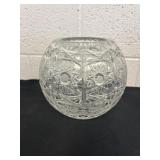 7ï¿½ vintage cut crystal spherical rose bowl