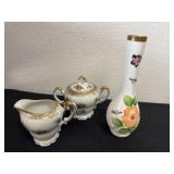 vintage white porcelain creamer and sugar bowl