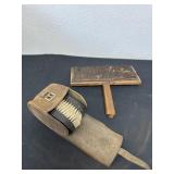 antique military-style grooming brush set With