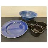 Enamel strainer plate and cups