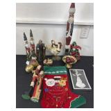Group of Christmas figurines, Santa, snowman
