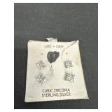 Lake and gray cz sterling silver earrings