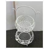White Metal 2 Tier Wire Basket planter