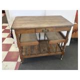 38x32x28 Vintage Wooden Storage Cart on Wheels