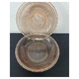 Two 9ï¿½ vintage pink pressed glass bowl