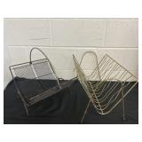 2 Vintage Wire Magazine and Log Rack