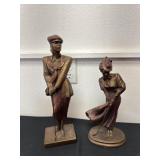 16 and 14 inch large Austin 1920s golfers statues