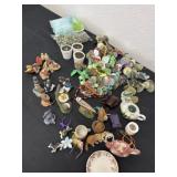 Large group of miniature planter pots, animals,