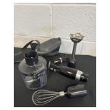 Hand blender and mixer with attachments