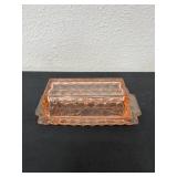 8ï¿½ vintage pink pressed glass covered butter dish