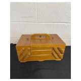 Wood sewing basket