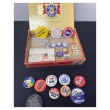 Cigar box with political pins