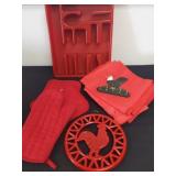 Silverware holder, hot pads, trivet, tablecloths
