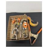 Box of tools, pony pipe, clamp, set pipe,