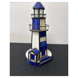 10ï¿½blue and white Tiffany-style stained glass