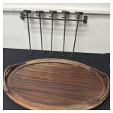 24ï¿½ metal wood tray and dark metal wall-mounted