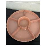 vintage pink glass sectional relish tray or