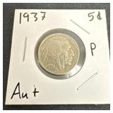 1937 ï¿½ P Buffalo nickel