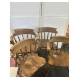 4 Vintage Wood Chair Set