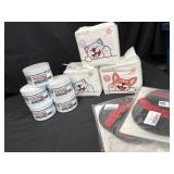 Group of new pet items, dental powder, size,