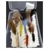 Box of hand tied fishing flies