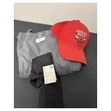 Chicago Bulls hat with size 40x42 shorts and