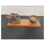 11ï¿½ wooden desk set featuring rough, textured,