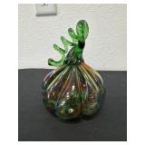 8ï¿½hand-blown iridescent glass pumpkin