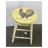 Rooster Wooden Stool Cute 23.5in