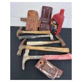 Group of hammers and tools pouches