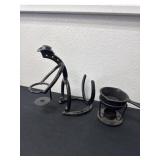 Horseshoe cowboy figurine with stand for a mini