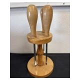 Nice four piece wood screwdriver set with holder