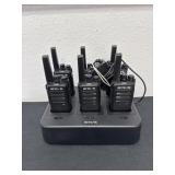 set of Retevis RT68 two-way walkie-talkies docked