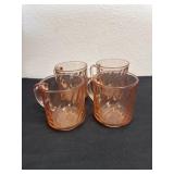 4 vintage pink glass mug