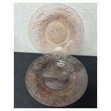 Two 9ï¿½ vintage MacBeth-Evans Glass Pink Thistle