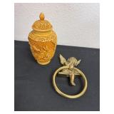 vintage Chinese yellow cinnabar-style resin or