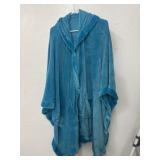 Turquoise blue hooded blanket Poncho